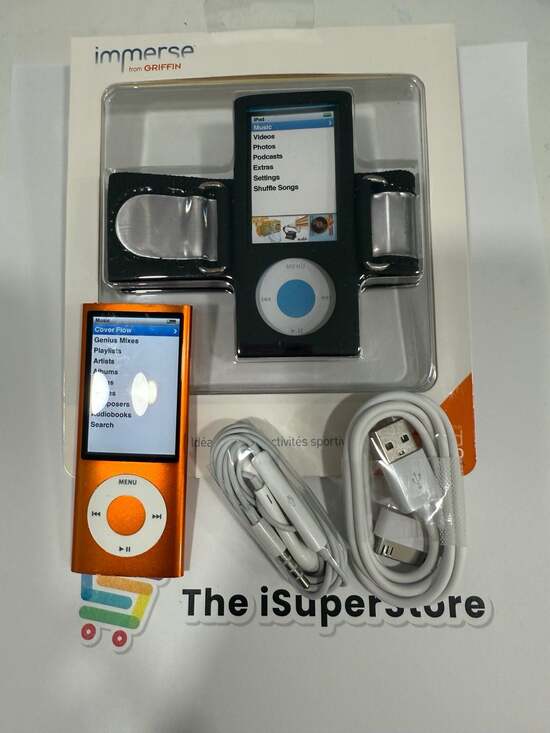 Apple iPod Nano 5th Generation 8GB –Orange – Bundle -Like New + 1 YR Warranty